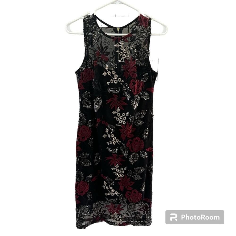 Calvin Klein Women’s Dress Women’s Embroidered Flowers Black Size 6